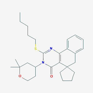 3-(2,2-dimethyloxan-4-yl)-2-pentylsulfanylspiro[6H-benzo[h]quinazoline-5,1'-cyclopentane]-4-one