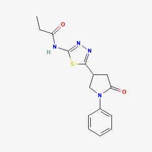 N-[5-(5-oxo-1-phenyl-3-pyrrolidinyl)-1,3,4-thiadiazol-2-yl]propanamide