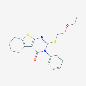 molecular formula C20H22N2O2S2 B471470 2-[(2-ethoxyethyl)sulfanyl]-3-phenyl-5,6,7,8-tetrahydro[1]benzothieno[2,3-d]pyrimidin-4(3H)-one CAS No. 316358-77-7