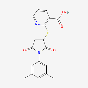 2-{[1-(3,5-dimethylphenyl)-2,5-dioxo-3-pyrrolidinyl]thio}nicotinic acid