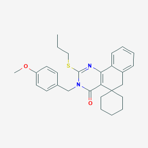 molecular formula C28H32N2O2S B471471 3-(4-methoxybenzyl)-2-(propylsulfanyl)-3H-spiro[benzo[h]quinazoline-5,1'-cyclohexan]-4(6H)-one CAS No. 337495-46-2