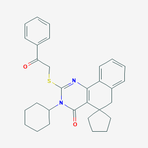 molecular formula C30H32N2O2S B471472 3-cyclohexyl-2-phenacylsulfanylspiro[6H-benzo[h]quinazoline-5,1'-cyclopentane]-4-one CAS No. 337495-77-9