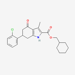 molecular formula C23H26ClNO3 B4714781 cyclohexylmethyl 6-(2-chlorophenyl)-3-methyl-4-oxo-4,5,6,7-tetrahydro-1H-indole-2-carboxylate 