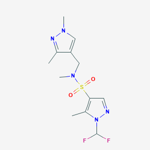 molecular formula C12H17F2N5O2S B4714786 1-(difluoromethyl)-N-[(1,3-dimethyl-1H-pyrazol-4-yl)methyl]-N,5-dimethyl-1H-pyrazole-4-sulfonamide 