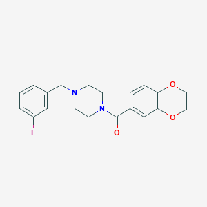 molecular formula C20H21FN2O3 B4714792 1-(2,3-dihydro-1,4-benzodioxin-6-ylcarbonyl)-4-(3-fluorobenzyl)piperazine 