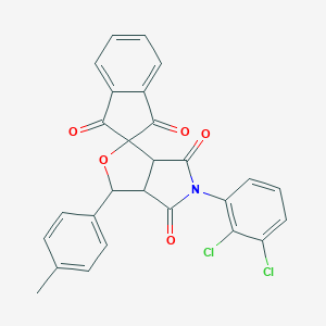 molecular formula C27H17Cl2NO5 B471483 5-(2,3-dichlorophenyl)-1-(4-methylphenyl)spiro[3a,6a-dihydro-1H-furo[3,4-c]pyrrole-3,2'-indene]-1',3',4,6-tetrone CAS No. 302344-60-1