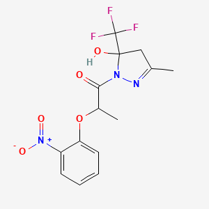 3-methyl-1-[2-(2-nitrophenoxy)propanoyl]-5-(trifluoromethyl)-4,5-dihydro-1H-pyrazol-5-ol