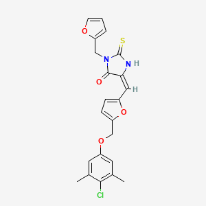 molecular formula C22H19ClN2O4S B4714881 5-({5-[(4-chloro-3,5-dimethylphenoxy)methyl]-2-furyl}methylene)-3-(2-furylmethyl)-2-mercapto-3,5-dihydro-4H-imidazol-4-one 