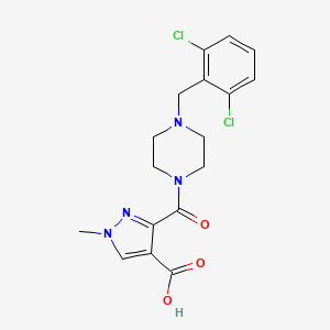 molecular formula C17H18Cl2N4O3 B4714884 3-{[4-(2,6-dichlorobenzyl)-1-piperazinyl]carbonyl}-1-methyl-1H-pyrazole-4-carboxylic acid 