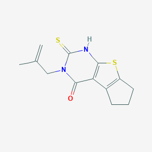 molecular formula C13H14N2OS2 B471496 3-(2-methyl-2-propenyl)-2-sulfanyl-3,5,6,7-tetrahydro-4H-cyclopenta[4,5]thieno[2,3-d]pyrimidin-4-one CAS No. 314041-98-0