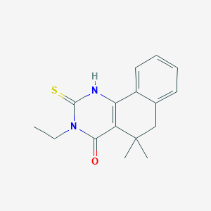 molecular formula C16H18N2OS B471500 3-ethyl-5,5-dimethyl-2-thioxo-2,3,5,6-tetrahydrobenzo[h]quinazolin-4(1H)-one CAS No. 337496-59-0
