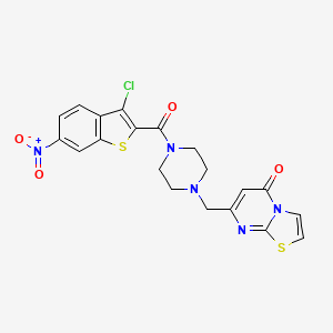 molecular formula C20H16ClN5O4S2 B4715030 7-({4-[(3-chloro-6-nitro-1-benzothien-2-yl)carbonyl]-1-piperazinyl}methyl)-5H-[1,3]thiazolo[3,2-a]pyrimidin-5-one 