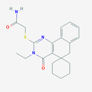 molecular formula C21H25N3O2S B471507 2-(3-ethyl-4-oxospiro[6H-benzo[h]quinazoline-5,1'-cyclohexane]-2-yl)sulfanylacetamide CAS No. 328072-56-6