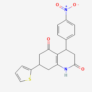 molecular formula C19H16N2O4S B4715080 4-(4-nitrophenyl)-7-(2-thienyl)-4,6,7,8-tetrahydro-2,5(1H,3H)-quinolinedione 