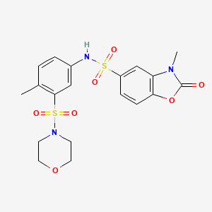 molecular formula C19H21N3O7S2 B4715172 3-methyl-N-[4-methyl-3-(morpholin-4-ylsulfonyl)phenyl]-2-oxo-2,3-dihydro-1,3-benzoxazole-5-sulfonamide 