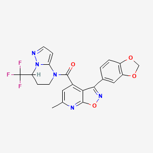 molecular formula C22H16F3N5O4 B4715204 3-(1,3-benzodioxol-5-yl)-6-methyl-4-{[7-(trifluoromethyl)-6,7-dihydropyrazolo[1,5-a]pyrimidin-4(5H)-yl]carbonyl}isoxazolo[5,4-b]pyridine 