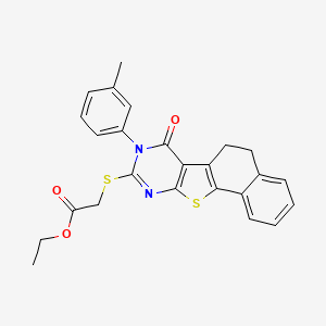 molecular formula C25H22N2O3S2 B4715261 ethyl {[8-(3-methylphenyl)-7-oxo-5,6,7,8-tetrahydronaphtho[2',1':4,5]thieno[2,3-d]pyrimidin-9-yl]thio}acetate 