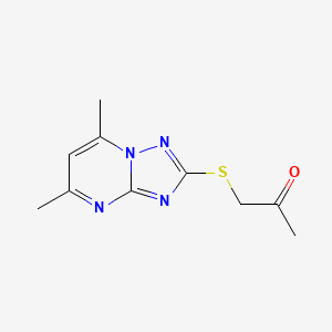 molecular formula C10H12N4OS B4715295 1-[(5,7-dimethyl[1,2,4]triazolo[1,5-a]pyrimidin-2-yl)thio]acetone 