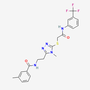 molecular formula C22H22F3N5O2S B4715326 3-methyl-N-(2-{4-methyl-5-[(2-oxo-2-{[3-(trifluoromethyl)phenyl]amino}ethyl)thio]-4H-1,2,4-triazol-3-yl}ethyl)benzamide 