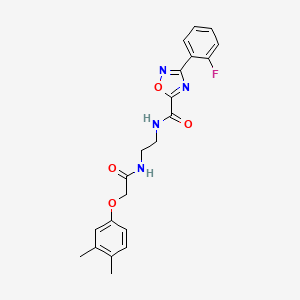 molecular formula C21H21FN4O4 B4715408 N-(2-{[(3,4-dimethylphenoxy)acetyl]amino}ethyl)-3-(2-fluorophenyl)-1,2,4-oxadiazole-5-carboxamide 