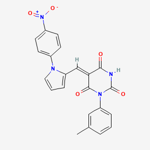 molecular formula C22H16N4O5 B4715421 1-(3-methylphenyl)-5-{[1-(4-nitrophenyl)-1H-pyrrol-2-yl]methylene}-2,4,6(1H,3H,5H)-pyrimidinetrione 