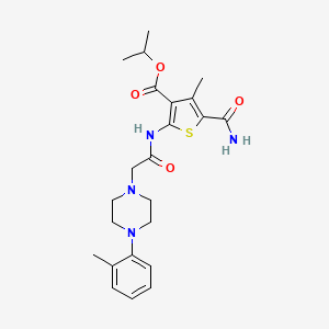 molecular formula C23H30N4O4S B4715440 isopropyl 5-(aminocarbonyl)-4-methyl-2-({[4-(2-methylphenyl)-1-piperazinyl]acetyl}amino)-3-thiophenecarboxylate 