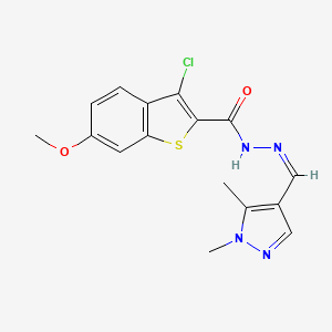 3-chloro-N'-[(1,5-dimethyl-1H-pyrazol-4-yl)methylene]-6-methoxy-1-benzothiophene-2-carbohydrazide