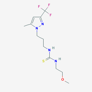 molecular formula C12H19F3N4OS B4715592 N-(2-methoxyethyl)-N'-{3-[5-methyl-3-(trifluoromethyl)-1H-pyrazol-1-yl]propyl}thiourea 