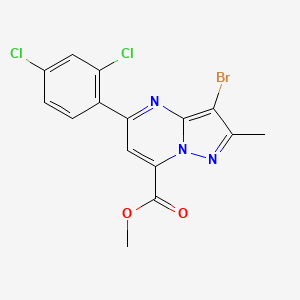 molecular formula C15H10BrCl2N3O2 B4715596 methyl 3-bromo-5-(2,4-dichlorophenyl)-2-methylpyrazolo[1,5-a]pyrimidine-7-carboxylate 