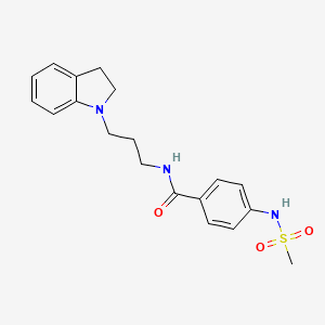 molecular formula C19H23N3O3S B4715737 N-[3-(2,3-dihydro-1H-indol-1-yl)propyl]-4-[(methylsulfonyl)amino]benzamide 