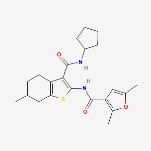 molecular formula C22H28N2O3S B4715762 N-{3-[(cyclopentylamino)carbonyl]-6-methyl-4,5,6,7-tetrahydro-1-benzothien-2-yl}-2,5-dimethyl-3-furamide 