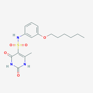 molecular formula C17H23N3O5S B4715791 N-[3-(hexyloxy)phenyl]-6-methyl-2,4-dioxo-1,2,3,4-tetrahydropyrimidine-5-sulfonamide 