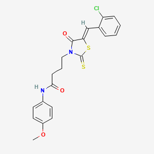 molecular formula C21H19ClN2O3S2 B4715829 4-[5-(2-chlorobenzylidene)-4-oxo-2-thioxo-1,3-thiazolidin-3-yl]-N-(4-methoxyphenyl)butanamide 