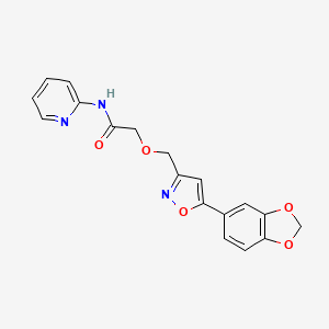 molecular formula C18H15N3O5 B4715848 2-{[5-(1,3-benzodioxol-5-yl)-3-isoxazolyl]methoxy}-N-2-pyridinylacetamide 