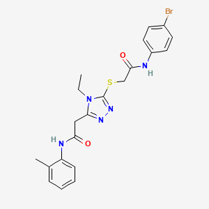 molecular formula C21H22BrN5O2S B4715880 2-[5-({2-[(4-bromophenyl)amino]-2-oxoethyl}thio)-4-ethyl-4H-1,2,4-triazol-3-yl]-N-(2-methylphenyl)acetamide 