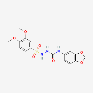 molecular formula C16H17N3O7S B4716043 N-1,3-benzodioxol-5-yl-2-[(3,4-dimethoxyphenyl)sulfonyl]hydrazinecarboxamide 