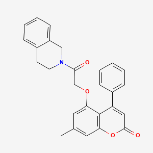 molecular formula C27H23NO4 B4716107 5-[2-(3,4-dihydro-2(1H)-isoquinolinyl)-2-oxoethoxy]-7-methyl-4-phenyl-2H-chromen-2-one 