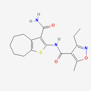 molecular formula C17H21N3O3S B4716122 N-[3-(aminocarbonyl)-5,6,7,8-tetrahydro-4H-cyclohepta[b]thien-2-yl]-3-ethyl-5-methyl-4-isoxazolecarboxamide 