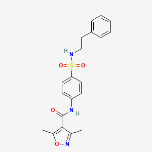 molecular formula C20H21N3O4S B4716196 3,5-dimethyl-N-(4-{[(2-phenylethyl)amino]sulfonyl}phenyl)-4-isoxazolecarboxamide 