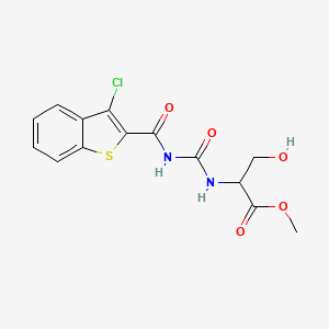 molecular formula C14H13ClN2O5S B4716204 methyl N-({[(3-chloro-1-benzothien-2-yl)carbonyl]amino}carbonyl)serinate 