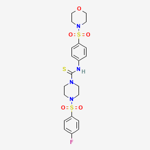 molecular formula C21H25FN4O5S3 B4716248 4-[(4-fluorophenyl)sulfonyl]-N-[4-(4-morpholinylsulfonyl)phenyl]-1-piperazinecarbothioamide 