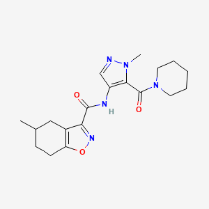 molecular formula C19H25N5O3 B4716257 5-methyl-N-[1-methyl-5-(1-piperidinylcarbonyl)-1H-pyrazol-4-yl]-4,5,6,7-tetrahydro-1,2-benzisoxazole-3-carboxamide 