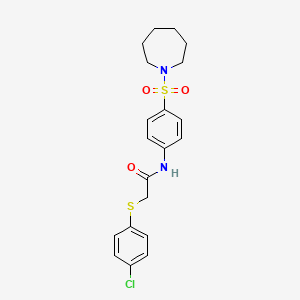 molecular formula C20H23ClN2O3S2 B4716267 N-[4-(1-azepanylsulfonyl)phenyl]-2-[(4-chlorophenyl)thio]acetamide 