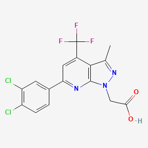 [6-(3,4-dichlorophenyl)-3-methyl-4-(trifluoromethyl)-1H-pyrazolo[3,4-b]pyridin-1-yl]acetic acid