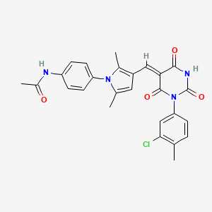 molecular formula C26H23ClN4O4 B4716309 N-[4-(3-{[1-(3-chloro-4-methylphenyl)-2,4,6-trioxotetrahydro-5(2H)-pyrimidinylidene]methyl}-2,5-dimethyl-1H-pyrrol-1-yl)phenyl]acetamide 
