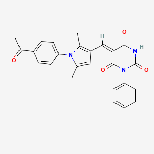 molecular formula C26H23N3O4 B4716328 5-{[1-(4-acetylphenyl)-2,5-dimethyl-1H-pyrrol-3-yl]methylene}-1-(4-methylphenyl)-2,4,6(1H,3H,5H)-pyrimidinetrione 