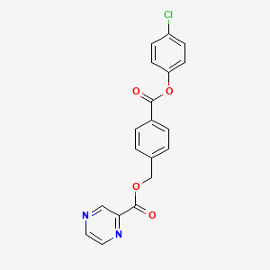 molecular formula C19H13ClN2O4 B4716333 4-[(4-chlorophenoxy)carbonyl]benzyl 2-pyrazinecarboxylate 