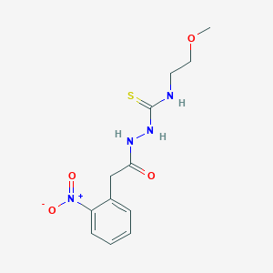 molecular formula C12H16N4O4S B4716340 N-(2-methoxyethyl)-2-[(2-nitrophenyl)acetyl]hydrazinecarbothioamide 