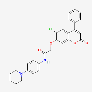 2-[(6-chloro-2-oxo-4-phenyl-2H-chromen-7-yl)oxy]-N-[4-(1-piperidinyl)phenyl]acetamide