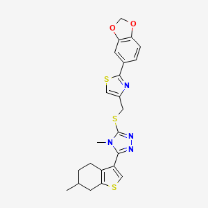 molecular formula C23H22N4O2S3 B4716380 3-({[2-(1,3-benzodioxol-5-yl)-1,3-thiazol-4-yl]methyl}thio)-4-methyl-5-(6-methyl-4,5,6,7-tetrahydro-1-benzothien-3-yl)-4H-1,2,4-triazole 